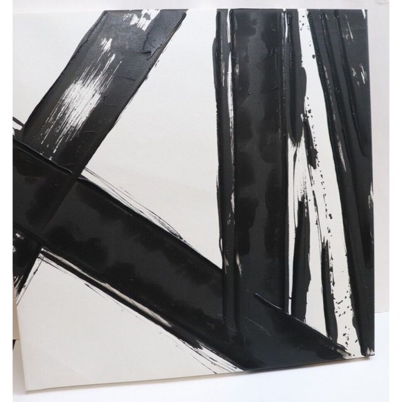 Franz Kline Reproduction Style‎ Black White Painting Oil Strokes in Noir - Picture 1 of 6